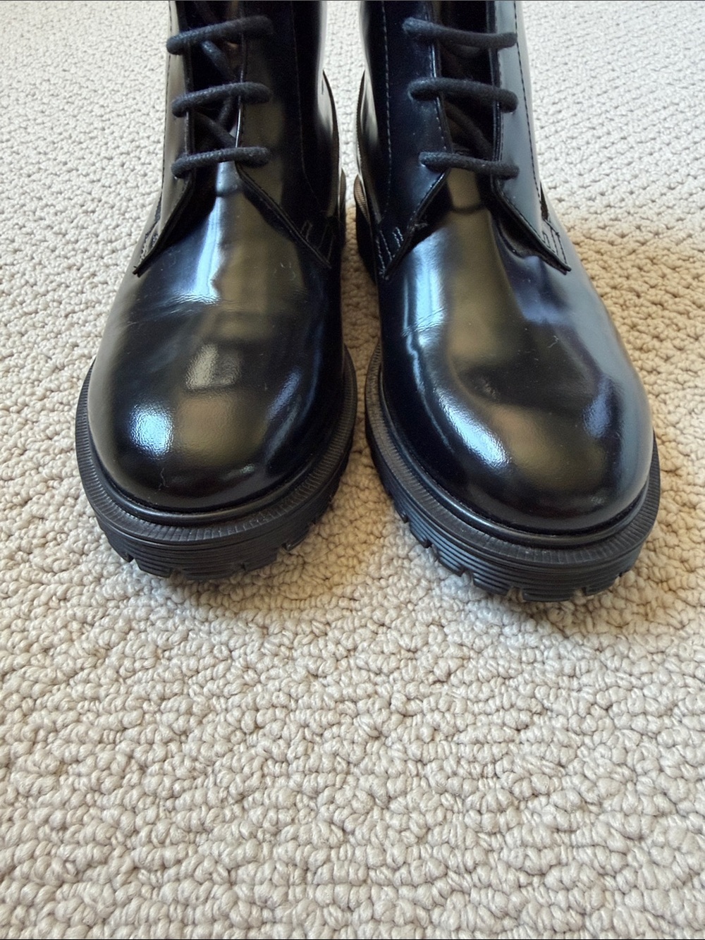 & Other Stories Classic Black Patent Lace-Up Combat Boots - Picture 7 of 8